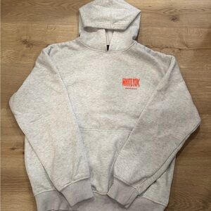 White Fox Boutique Light Gray Hoodie with Coral Logo